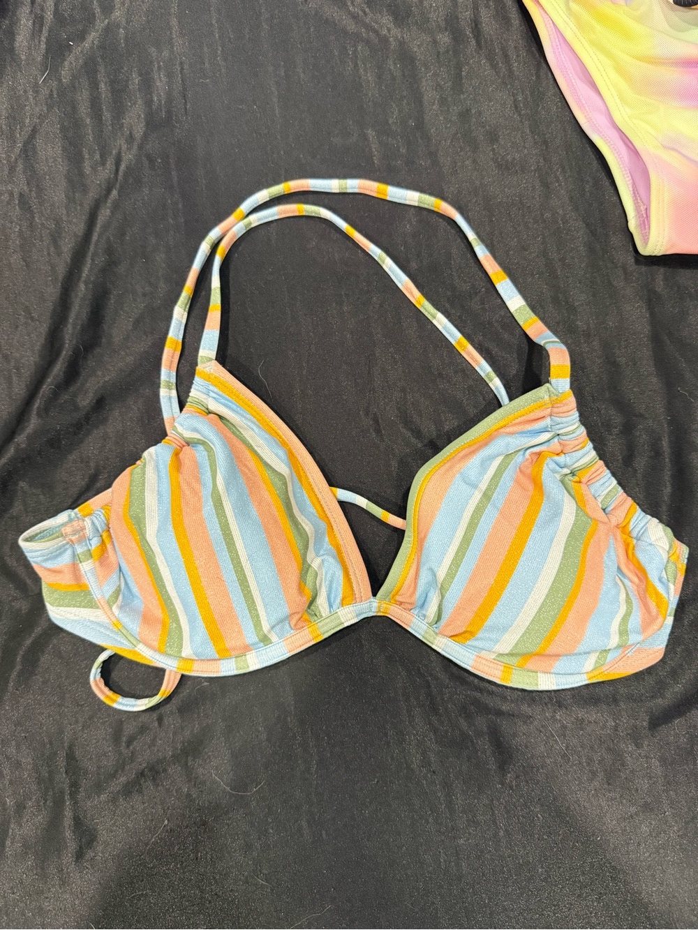 wild fable Light Blue Striped Swim Top